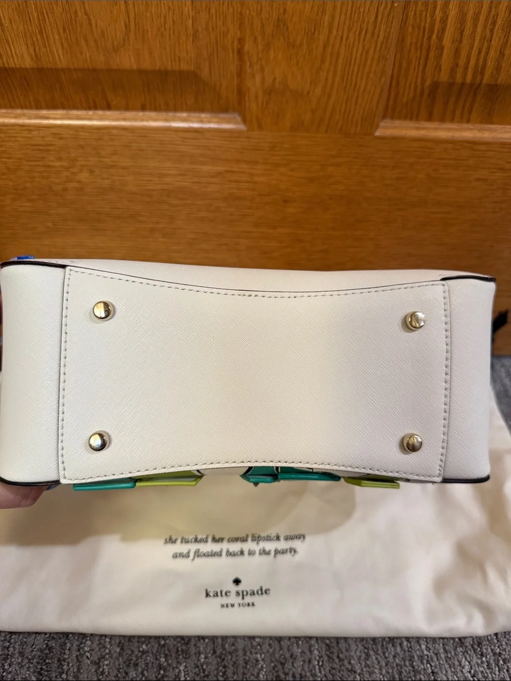 kate spade White Leather Floral & Hummingbird Satchel Rare Bag